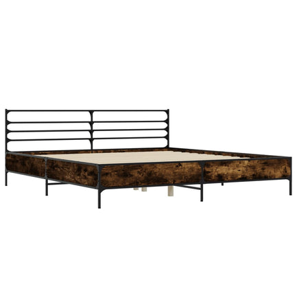 sengestel 180x200cm konstrueret træ og metal røget egetræsfarve