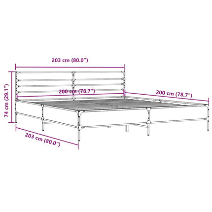 sengestel 200x200 cm konstrueret træ og metal sort