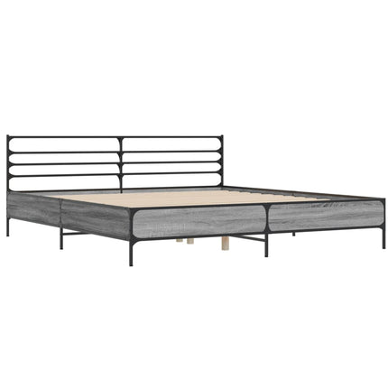 sengestel 200x200 cm konstrueret træ og metal grå sonoma-eg