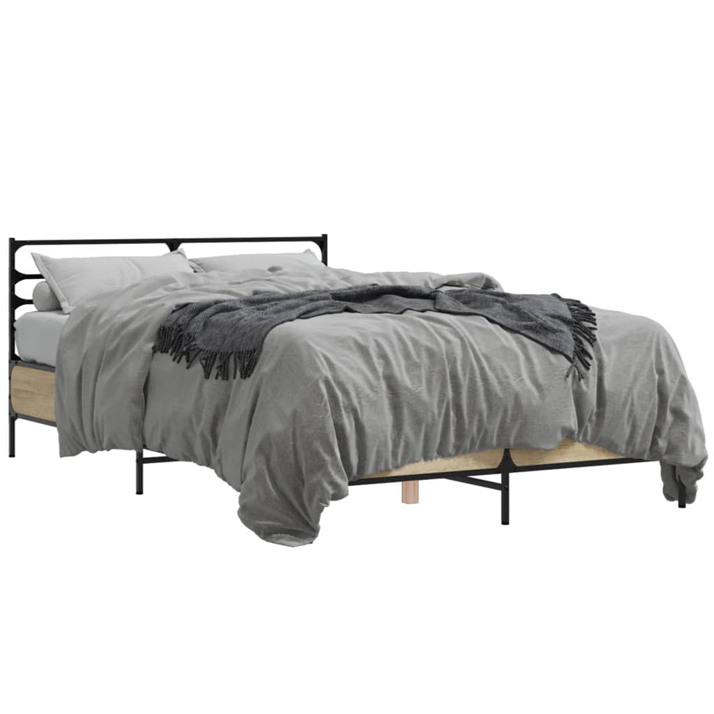 sengestel 120x190 cm konstrueret træ og metal sonoma-eg