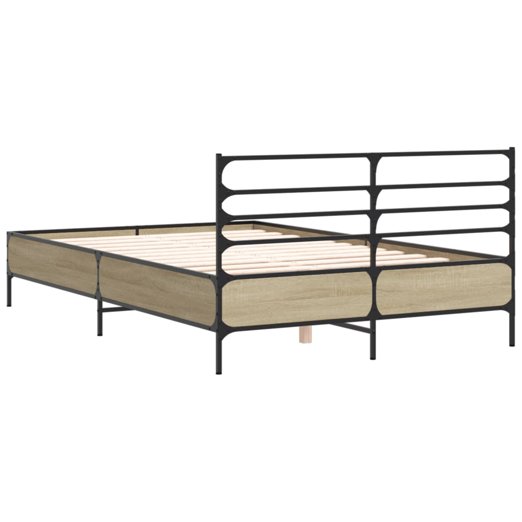 sengestel 120x190 cm konstrueret træ og metal sonoma-eg