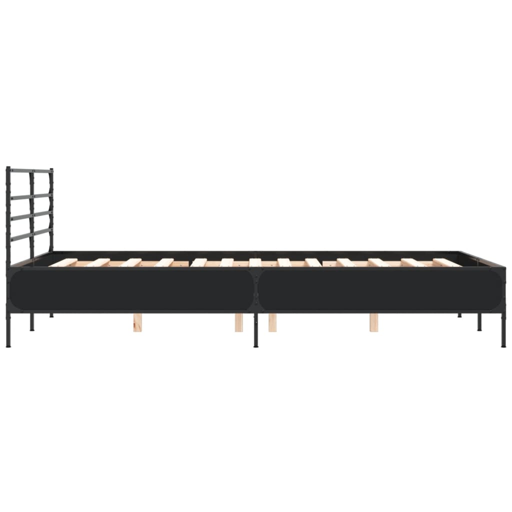 sengestel 135x190 cm konstrueret træ og metal sort