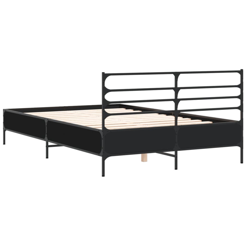 sengestel 135x190 cm konstrueret træ og metal sort