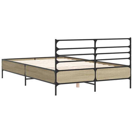 sengestel 135x190 cm konstrueret træ og metal sonoma-eg