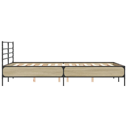 sengestel 140x190 cm konstrueret træ og metal sonoma-eg