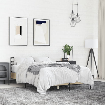 sengestel 140x190 cm konstrueret træ og metal sonoma-eg