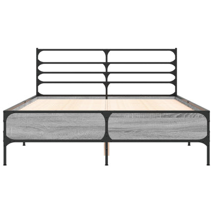 sengestel 140x190 cm konstrueret træ og metal grå sonoma-eg