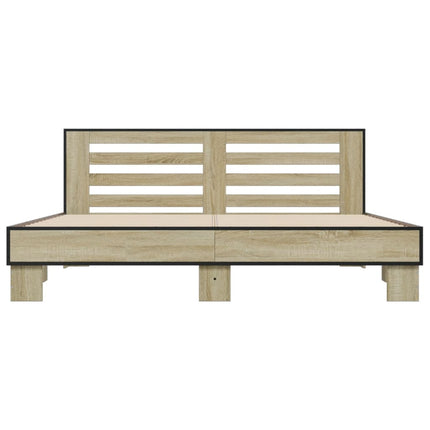 sengestel 200x200 cm konstrueret træ og metal sonoma-eg