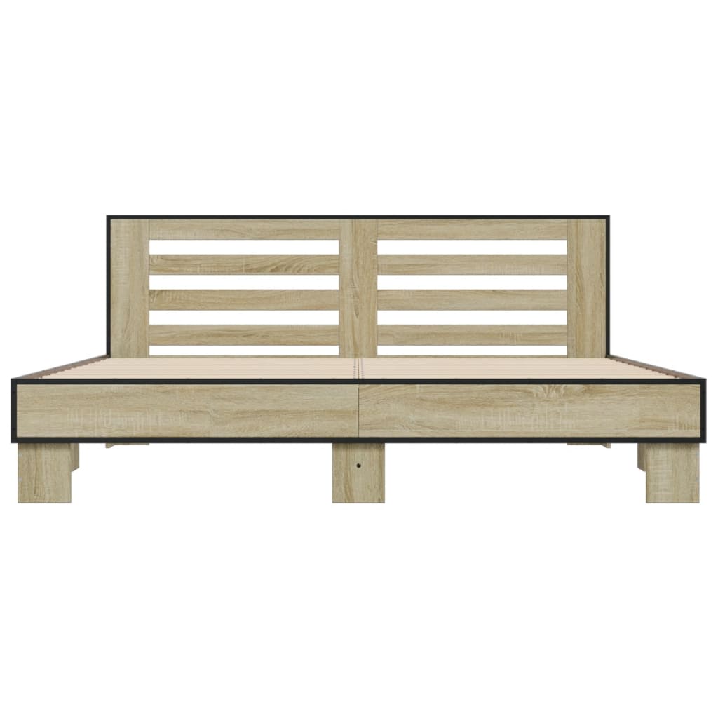 sengestel 200x200 cm konstrueret træ og metal sonoma-eg