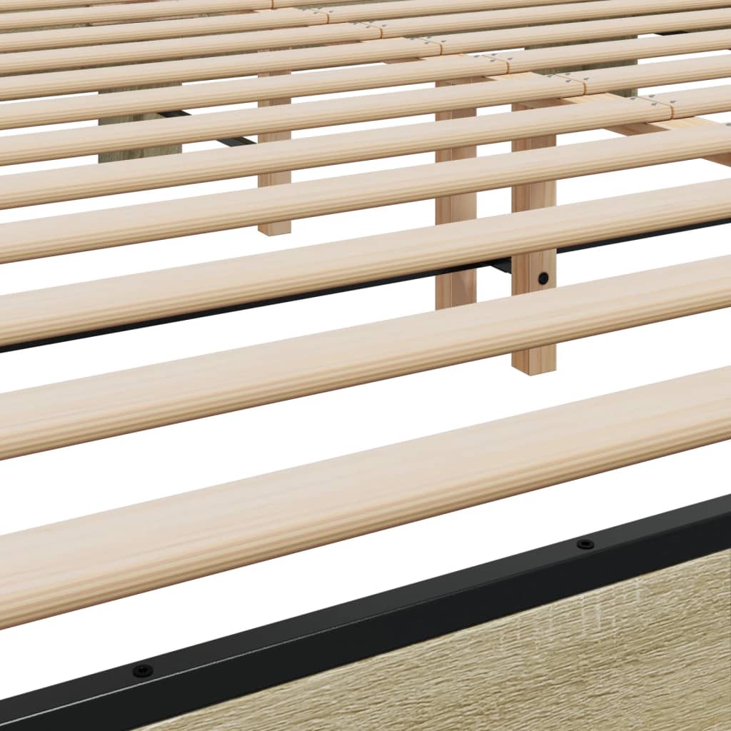 sengestel 200x200 cm konstrueret træ og metal sonoma-eg