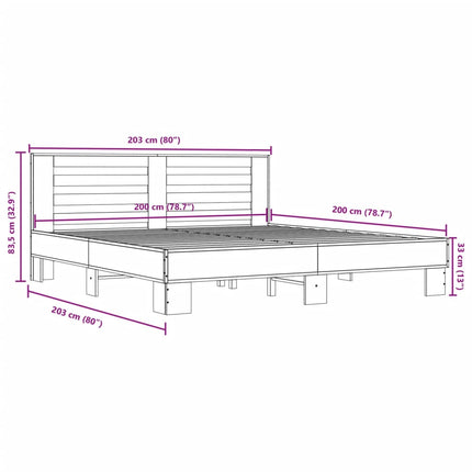 sengestel 200x200 cm konstrueret træ og metal sonoma-eg