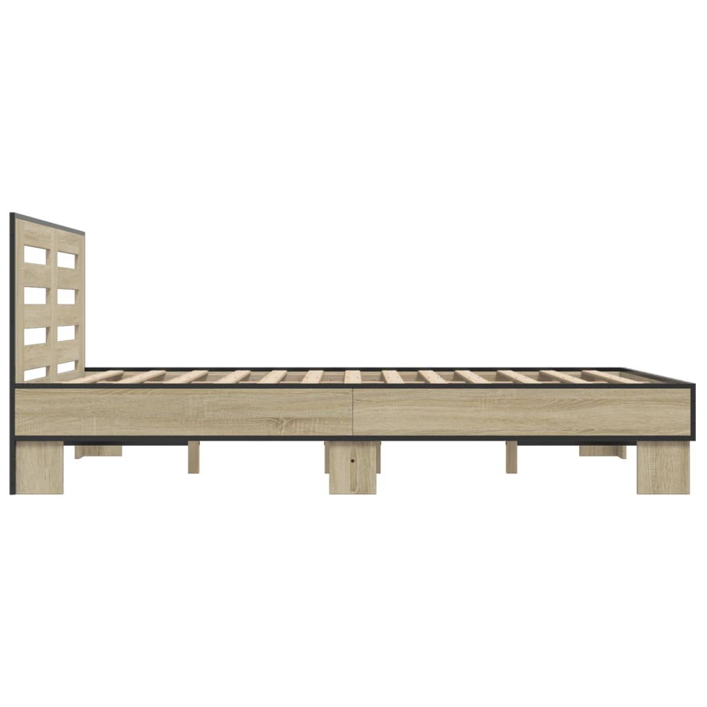 sengestel 120x200 cm konstrueret træ og metal sonoma-eg