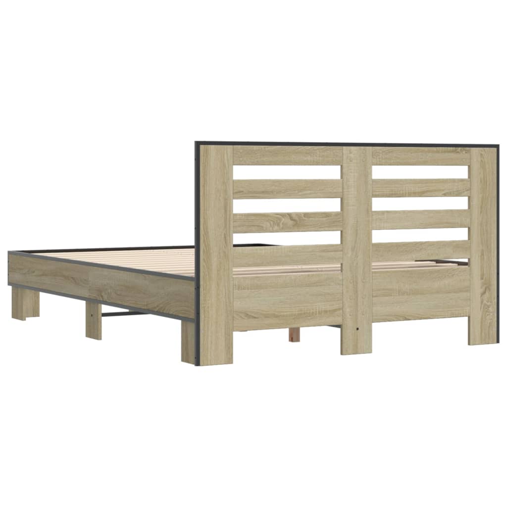 sengestel 120x200 cm konstrueret træ og metal sonoma-eg