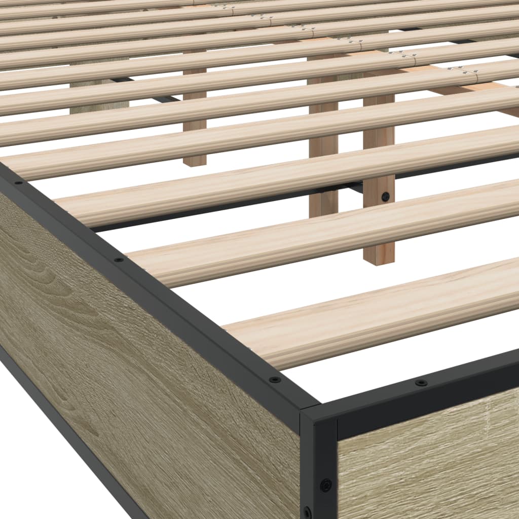 sengestel 120x200 cm konstrueret træ og metal sonoma-eg