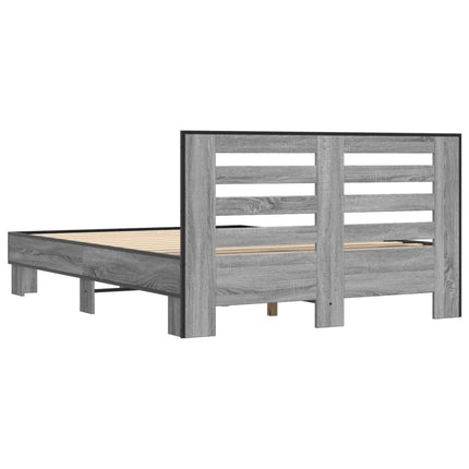 sengestel 120x200 cm konstrueret træ og metal grå sonoma-eg