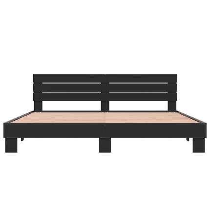 sengestel 200x200 cm konstrueret træ og metal sort
