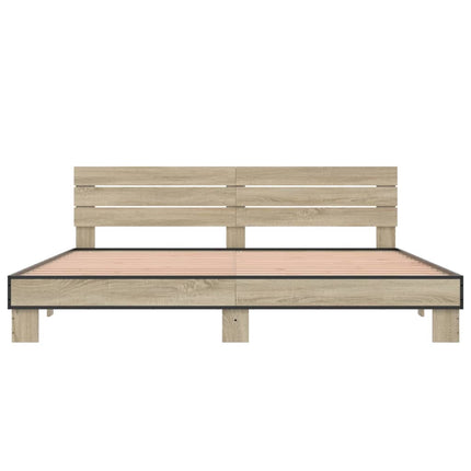 sengestel 200x200 cm konstrueret træ og metal sonoma-eg