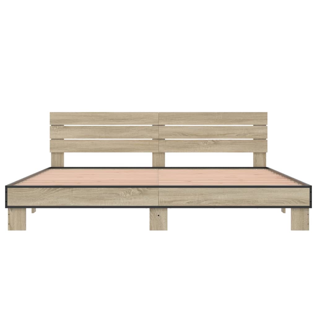 sengestel 200x200 cm konstrueret træ og metal sonoma-eg
