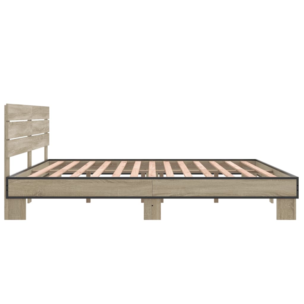 sengestel 200x200 cm konstrueret træ og metal sonoma-eg