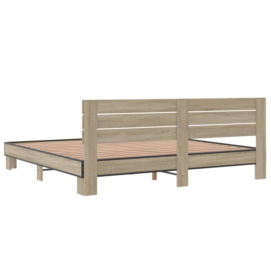 sengestel 200x200 cm konstrueret træ og metal sonoma-eg