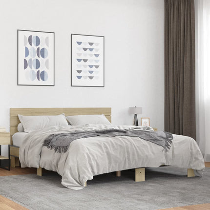 sengestel 150x200 cm konstrueret træ og metal sonoma-eg
