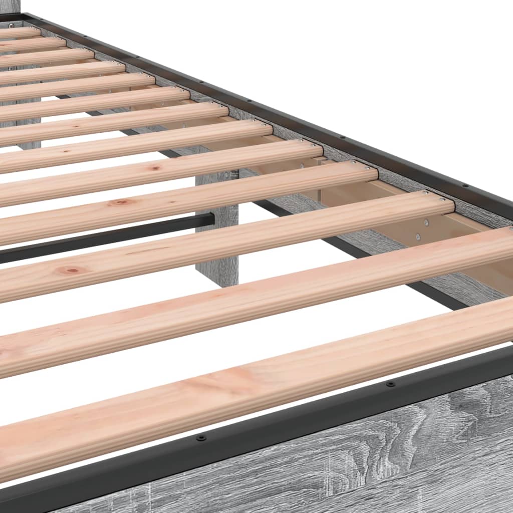 sengestel 150x200 cm konstrueret træ og metal grå sonoma-eg