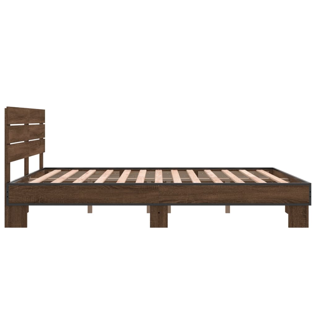 sengestel 150x200 cm konstrueret træ og metal brun egetræ