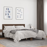 sengestel 150x200 cm konstrueret træ og metal brun egetræ