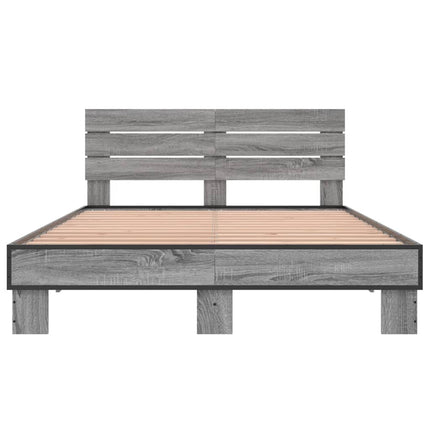 sengestel 120x200 cm konstrueret træ og metal grå sonoma-eg