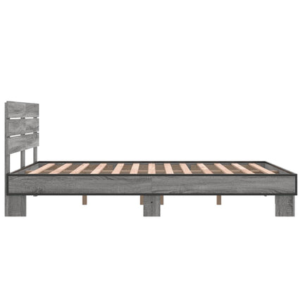 sengestel 120x200 cm konstrueret træ og metal grå sonoma-eg