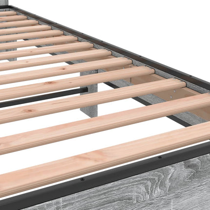sengestel 120x200 cm konstrueret træ og metal grå sonoma-eg