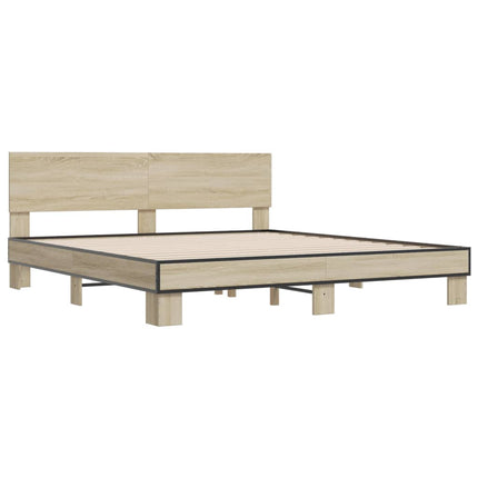 sengestel 200x200 cm konstrueret træ og metal sonoma-eg