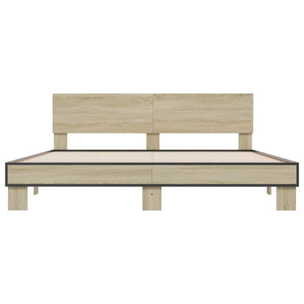 sengestel 200x200 cm konstrueret træ og metal sonoma-eg