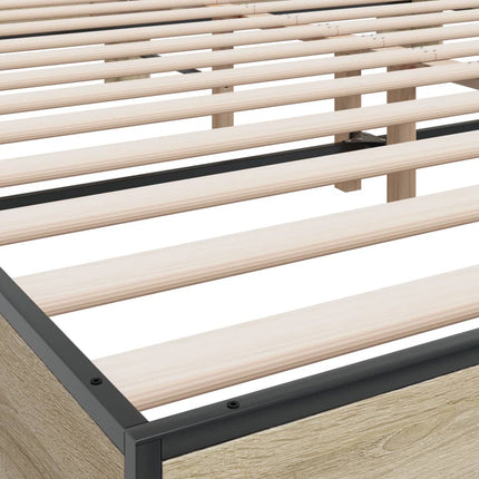 sengestel 200x200 cm konstrueret træ og metal sonoma-eg