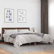 sengeramme 200x200 cm konstrueret træ og metal brun egetræ