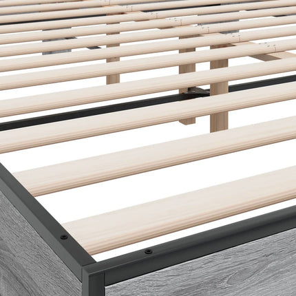 sengestel 150x200 cm konstrueret træ og metal grå sonoma-eg