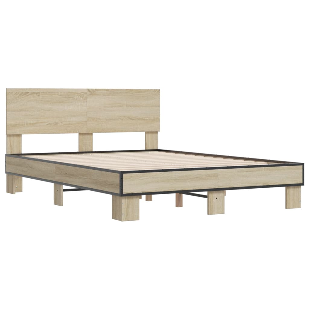 sengestel 120x200 cm konstrueret træ og metal sonoma-eg