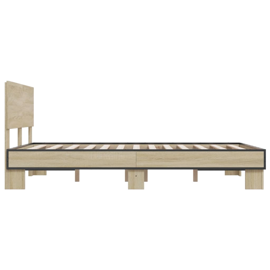 sengestel 120x200 cm konstrueret træ og metal sonoma-eg
