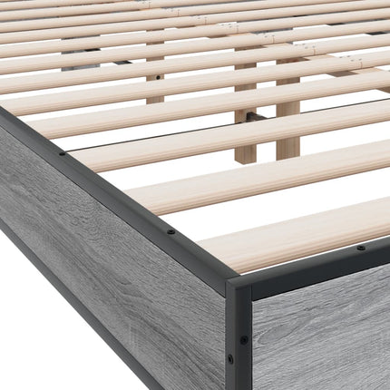 sengestel 120x200 cm konstrueret træ og metal grå sonoma-eg