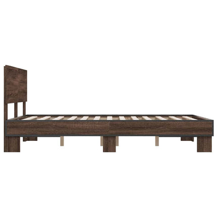 sengestel 120x200 cm konstrueret træ og metal brun egetræ