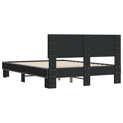 sengestel 120x190 cm konstrueret træ og metal sort