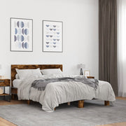 sengestel 120x190cm konstrueret træ og metal røget egetræsfarve