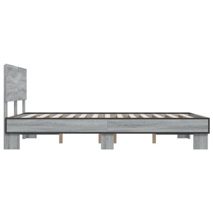 sengestel 135x190 cm konstrueret træ og metal grå sonoma-eg