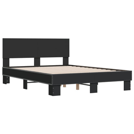sengestel 140x190 cm konstrueret træ og metal sort