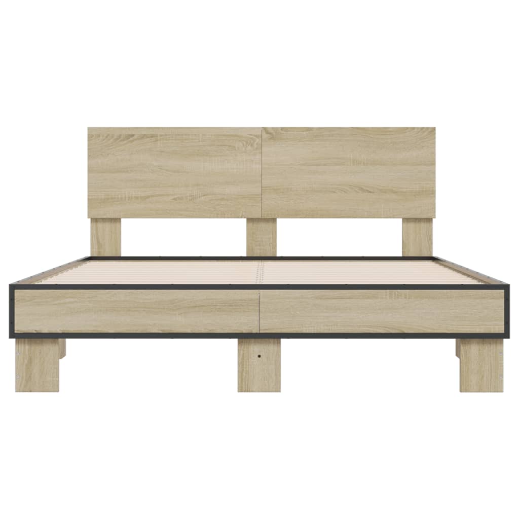 sengestel 140x190 cm konstrueret træ og metal sonoma-eg