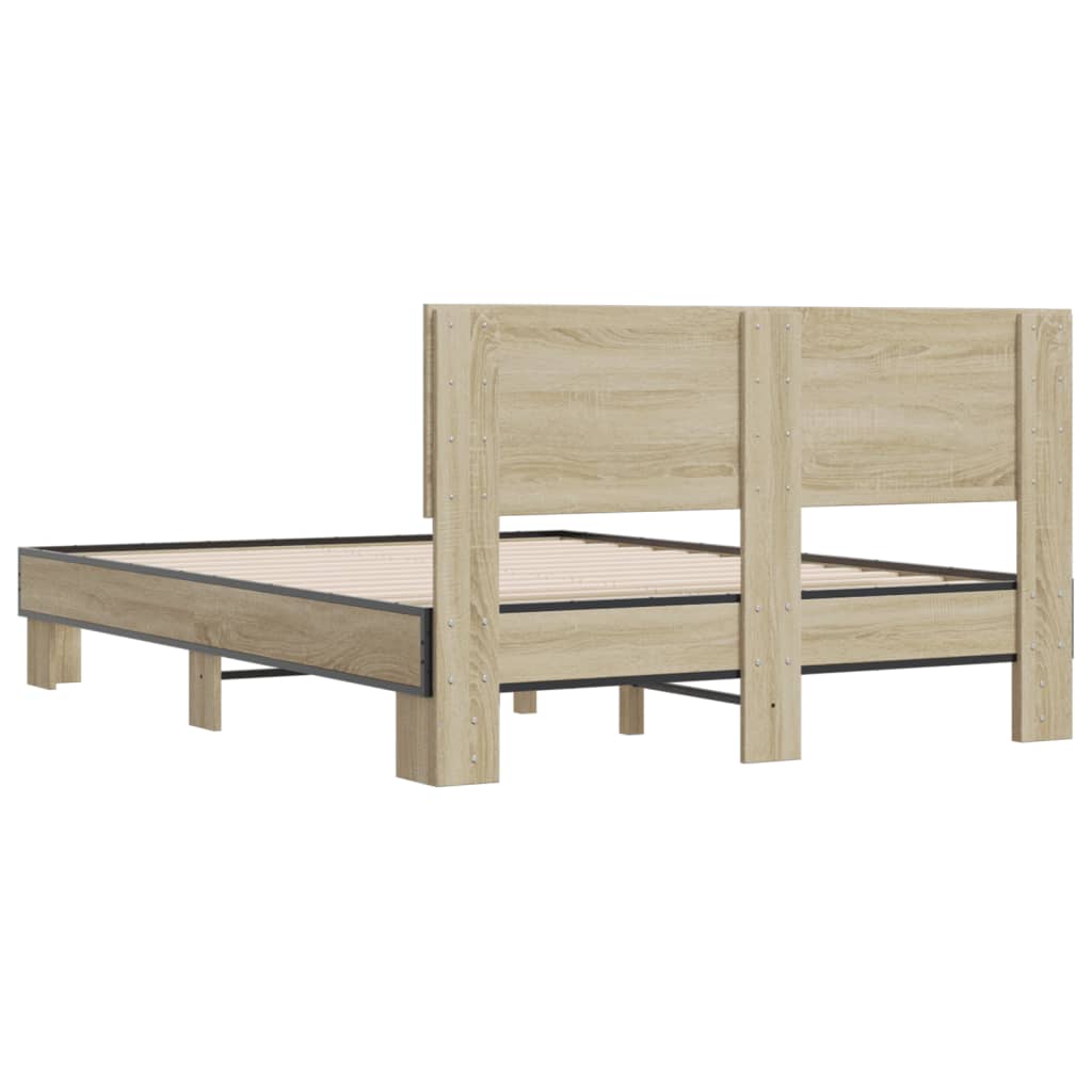 sengestel 140x190 cm konstrueret træ og metal sonoma-eg
