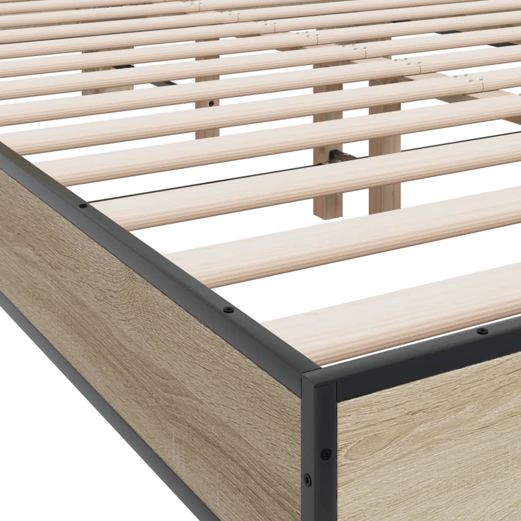 sengestel 140x190 cm konstrueret træ og metal sonoma-eg