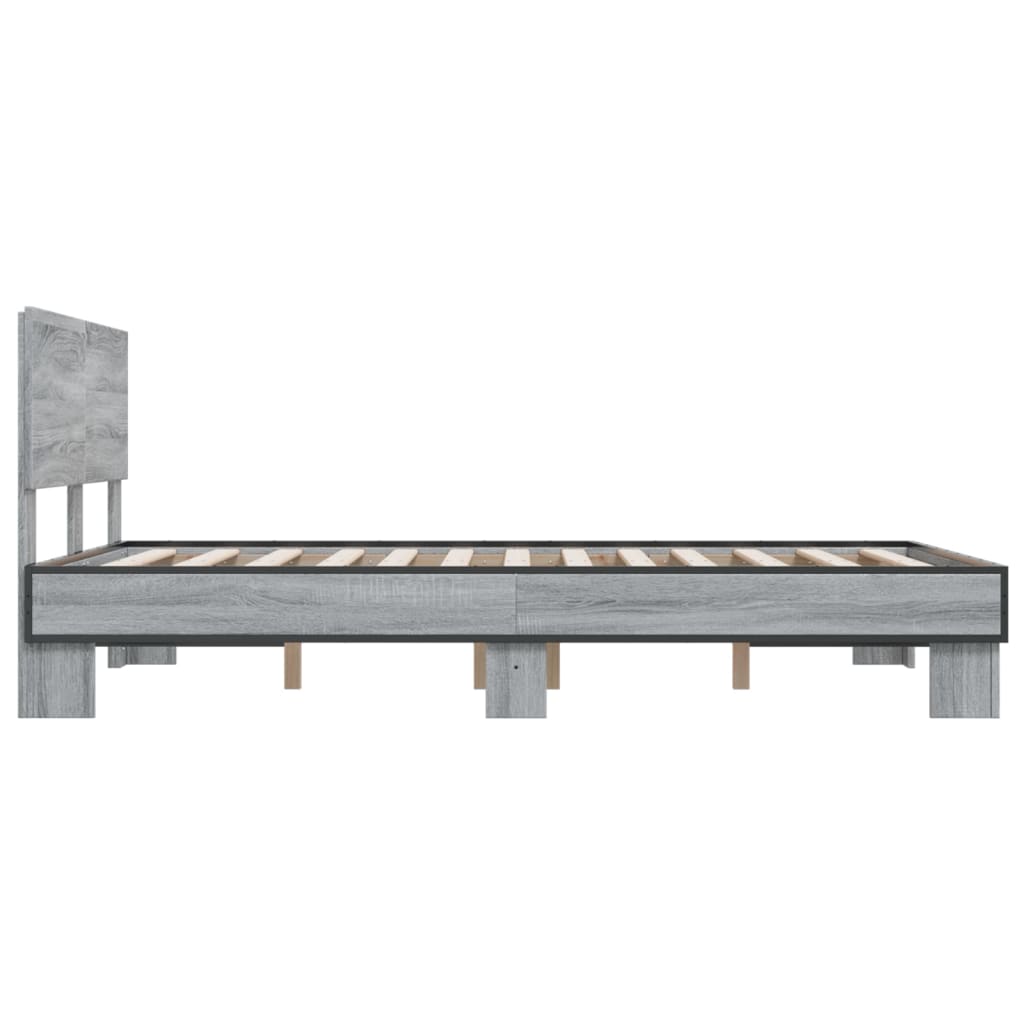 sengestel 140x190 cm konstrueret træ og metal grå sonoma-eg