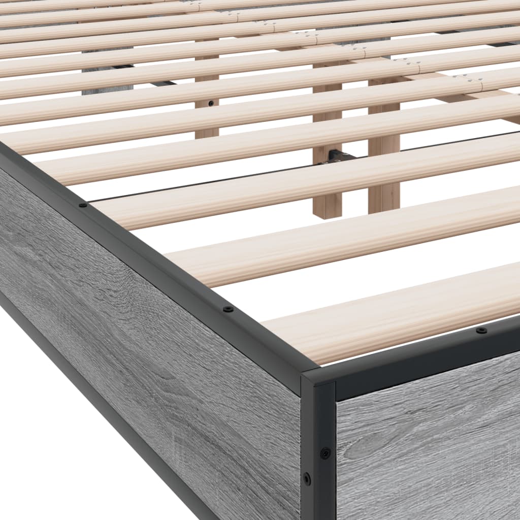 sengestel 140x190 cm konstrueret træ og metal grå sonoma-eg
