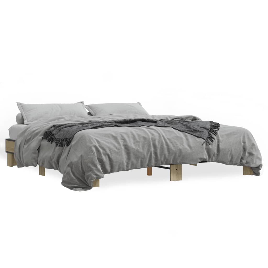 sengestel 200x200 cm konstrueret træ og metal sonoma-eg